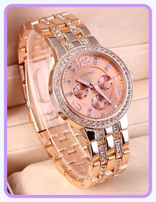 --********LADIES GENEVA FULL BLING DESIGNER STYLE  STAINLESS STEEL QUARTZ WATCH**
