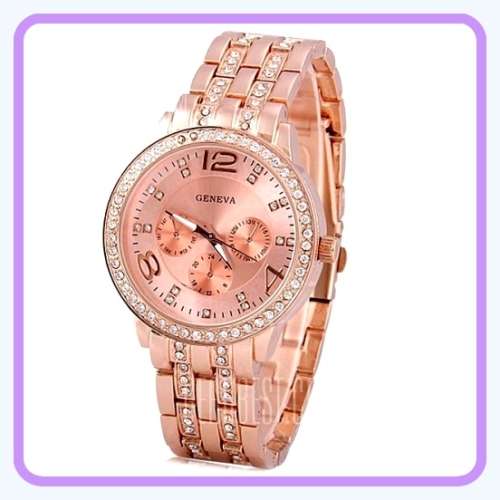--********LADIES GENEVA FULL BLING DESIGNER STYLE  STAINLESS STEEL QUARTZ WATCH**