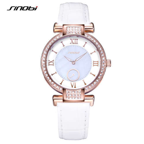-- * **ELEGANT WHITE UNIQUE SINOBI 8192 SWAROVSKI CRYSTALS*SWISS MOVEMENT* WATCH