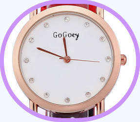 **GOGOEY BRAND 844* SUMMERFUN COLORFULL ** Quartz Watch with Red Leather Strap *