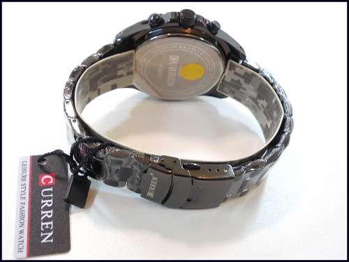 *** Curren 8053 HEAVY ALL STEEL MENS AUTO DATE ALL BLACK QUALITY WATCH