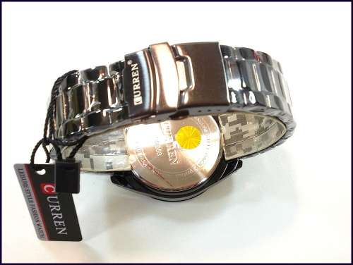 *** Curren 8053 HEAVY ALL STEEL MENS AUTO DATE ALL BLACK QUALITY WATCH