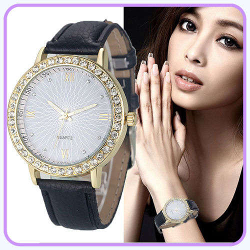 -***LADIES **FINE DETAILED CLASSY  ROMAN NUMERALS CRYSTAL ENCRUSTED  WATCH !!