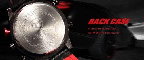 * SHARK Brand Top Kitefin  LED Digital Red Date Day Leather Watch*