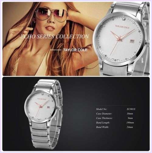 From UK** Magnifisant* Taylor Cole Lady Georgeos Steel Band Bracelet Luxury Watch*2 OPTIONS*