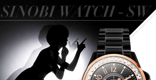 -***$51* --***LADIES **SWAROVSKI CRYSTAL ENCRUSTED ~SINOBI~BLACK&GOLD  QUARTZ Watch -