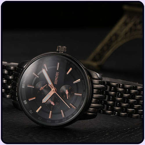 -- * **ELEGANT  SINOBI ALL STEEL BLACK ANALOG DRESS WATCH**