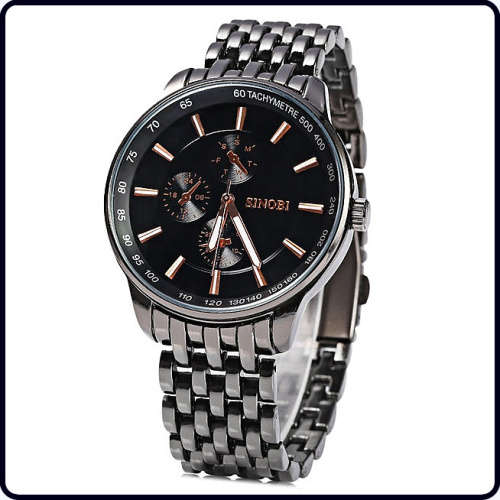 -- * **ELEGANT  SINOBI ALL STEEL BLACK ANALOG DRESS WATCH**