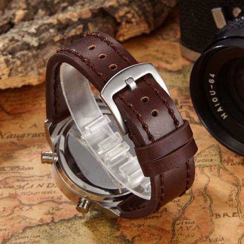*AMST Brand Men Leather Strap Quartz Led Digital 50M Waterproof Army Military Watch