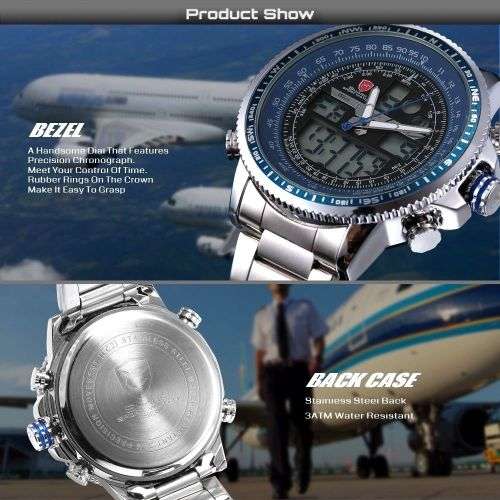 *SHARK*BIG HEAVY*Multfunction -Luxury Men Digital LED Date Day Quartz Military Sport Wrist Watch