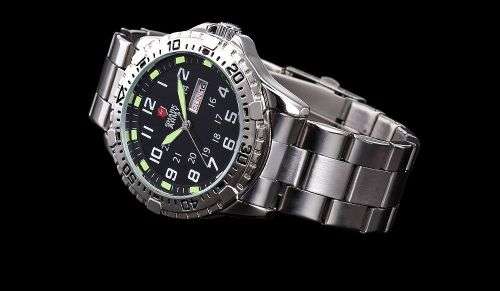 *** SHARK ARMY Brand Top ALL STEEL Date Day Men Analog Wrist Sport Watch*