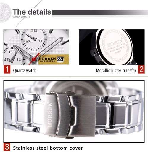***Elegant Curren 8069 HEAVY ALL STEEL MEN  QUALITY WATCH*BLACK*