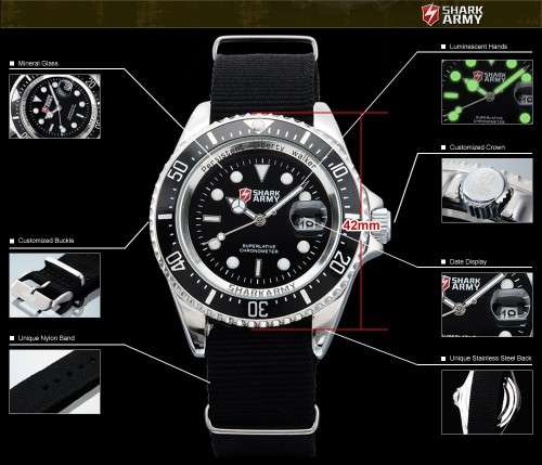 *** SHARK ARMY-Luxury Men Date  Quartz Military Sport Wrist Watch** From: ALASKA, United St