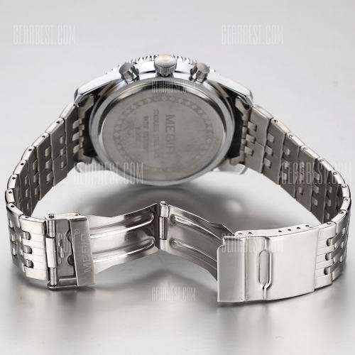 * Megir *Top Watch** All Steel Silver Luxury Men* 6 Hands * Quartz Wristwatch CHRONOGRAPH