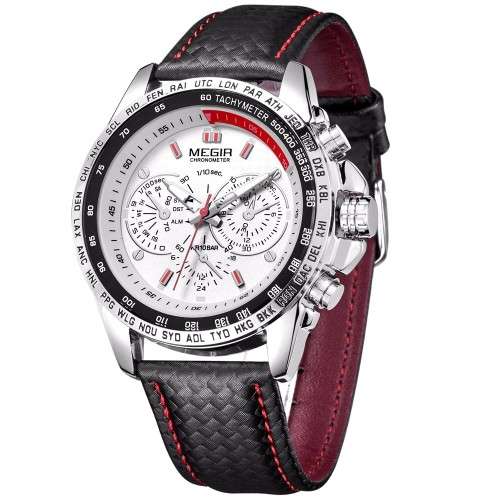 * Megir Brand~M1010~  *Analog* Dial Leather Strap Military Watches ~2 OPTIONS