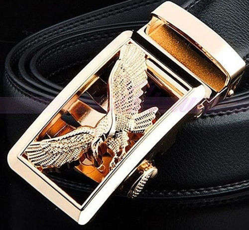 ** Men **Golden Eagle Buckle** leather automatic Buckle  Fashion Waist Belt   *