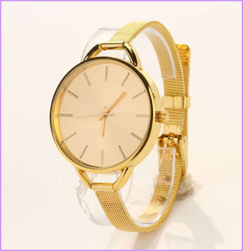 --*****New Elegant Classic Women Quartz Stainless Steel Analog Wrist Watch *