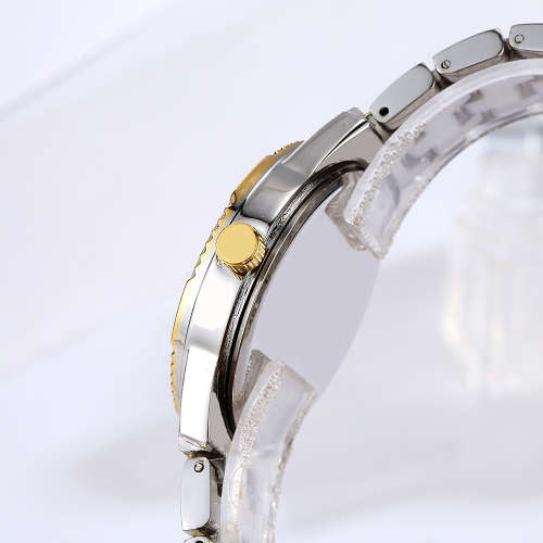 ****LADIES *DEEP SHELL 6613 *  DESIGNER STYLE 2 TONE GOLD/SILVER STAINLESS STEEL QUARTZ WATCH**