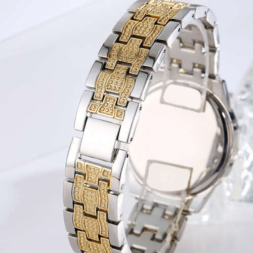 ****LADIES *DEEP SHELL 6613 *  DESIGNER STYLE 2 TONE GOLD/SILVER STAINLESS STEEL QUARTZ WATCH**