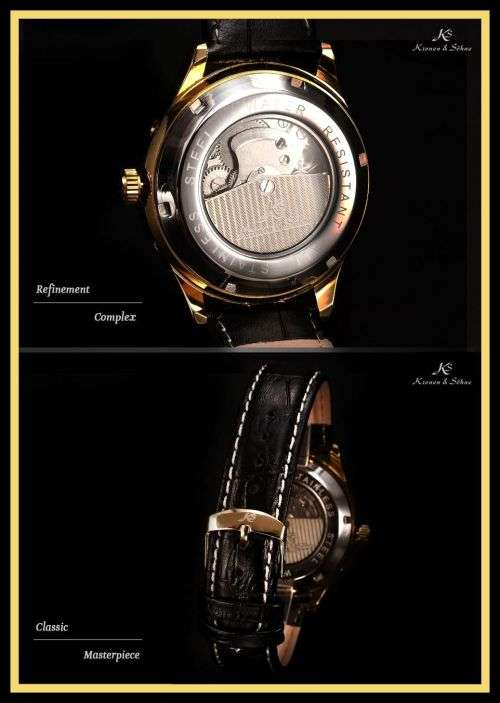 *KS Imperial*  White Dial Gold Case Automatic Mechanical Mens ** 6 Hands** Wrist Watch+Box*