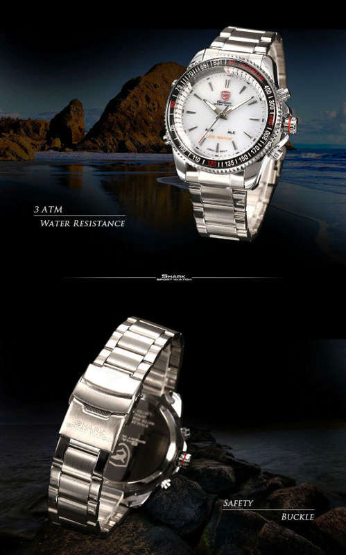 * $48-Mako Shark White Dial MULTIFUNCTION  Quartz Army Mens Sport Wrist Watc