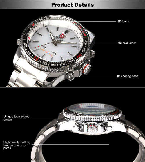 * $48-Mako Shark White Dial MULTIFUNCTION  Quartz Army Mens Sport Wrist Watc