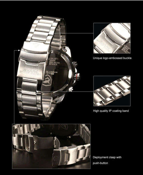 * $48-Mako Shark White Dial MULTIFUNCTION  Quartz Army Mens Sport Wrist Watc