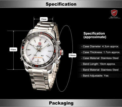 * $48-Mako Shark White Dial MULTIFUNCTION  Quartz Army Mens Sport Wrist Watc