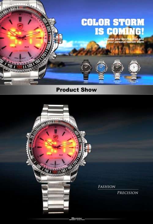 * $48-Mako Shark White Dial MULTIFUNCTION  Quartz Army Mens Sport Wrist Watc