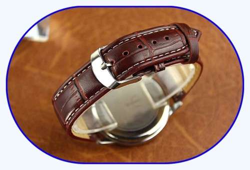 (2) YAZOLE Date Blue Ray Glass  Steel Sports Quartz  Wrist Watch Brown Leather Band+ Luminous Yazole