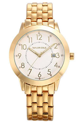 From UK** Magnifisant* Taylor Cole Lady Georgeos Gold Steel Band Bracelet Luxury Watch*