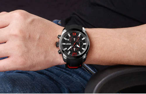 *Megir 2063G -Multifunction  Chronograph Watch * 6 HANDS* Rubber Strap*