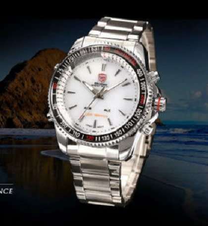 * $48-Mako Shark White Dial MULTIFUNCTION  Quartz Army Mens Sport Wrist Watc