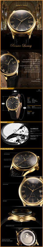 *KS Imperial* Black Dial Gold Case Automatic Mechanical Mens ** Wrist Watch+Box*