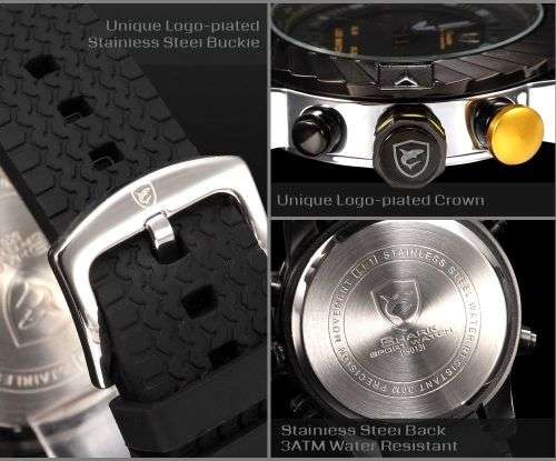 *$89* GOBLIN SHARK** - Men Dual Time Multifunction Quartz Wrist Watch~ Real Musculine & Big**