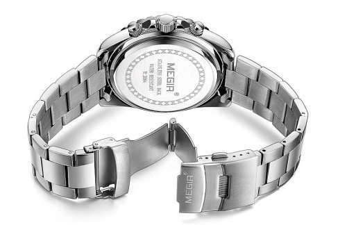 Classic*  Megir 2064G -All Steel Multifunction  Chronograph Watch * 6 HANDS*