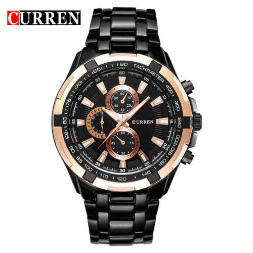 ** ALL STEEL 8023 **  by CURREN®  GOLD & BLACK