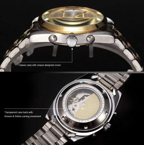 *** KS Men's Imperial Series Date Day  Automatic Mechanical 2 Tone Gold Case Sport Wrist Watch *