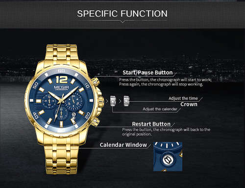 *** Megir 2068 ** Top Watch* New Style Big Luxury Men Quartz Wristwatch CHRONOGRAPH * 6 HANDS *