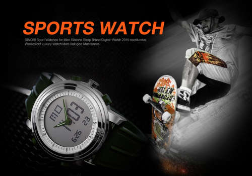 -***NEW SINOBI DUAL TIME CHRONOGRAPG~MULTIFUNCTION~ UNISEX SILICONE STRAP WATCH* BLACK