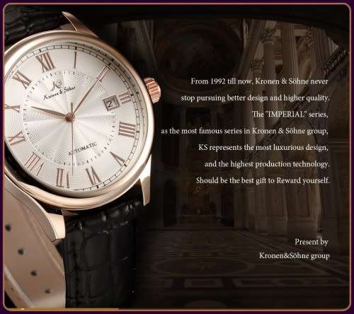 *KS Imperial*  White Dial Gold Case Automatic Mechanical Mens **Analog Wrist Watch*FULL HOUSE!