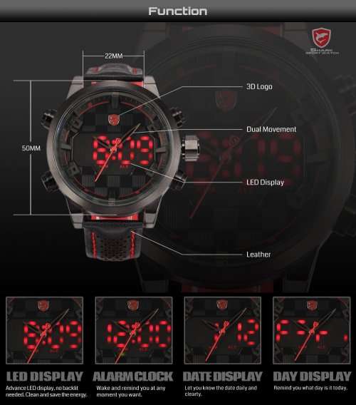 * $48.99 *SHARK*BIG HEAVY* -Luxury Men Digital LED Date Day Quartz Military Sport Wrist Watch