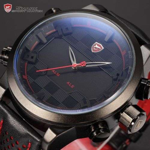* $48.99 *SHARK*BIG HEAVY* -Luxury Men Digital LED Date Day Quartz Military Sport Wrist Watch