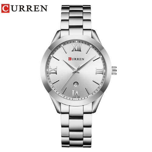 CURREN® 9007 LOVELY ALL STEEL LADIES AUTO DATE SILVER  QUALITY WATCH
