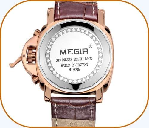 ** Megir Brand Top Watch** Rose Gold Case  Luxury Men* 6 Hands * Quartz Wristwatch CHRO
