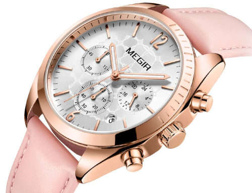 Megir 2115L  - Ladies Lovely Chronograph Watch * 6 HANDS*PINK LEATHER STRAP*
