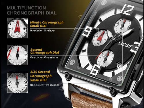 *** Megir (2061)  Brand** Top Watch* New Style  Big Luxury Men Quartz Watch CHRONOGRAPH * 6 HANDS *