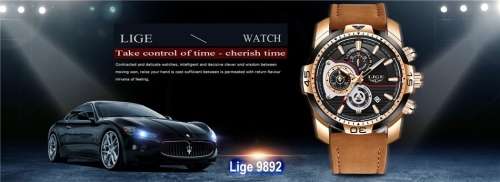BIG DIAL *-  Relogio Masculion* DEEP DISH* LIGE 9892 Top Luxury *6 Hands* Chronograph Watch Men*