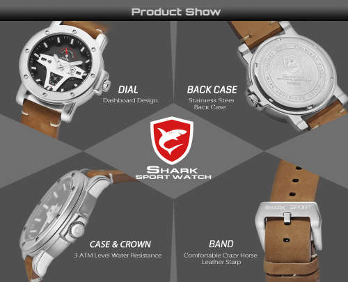 *$89* GREENLAND SHARK** - Men Chronograph 6 Hands Quartz Wrist Watch~ Real Musculine & Big**