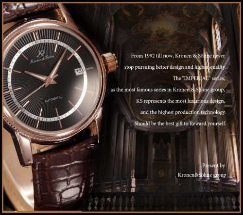 *KS Imperial*  Black Dial* Rose Gold Case Automatic Mechanical Mens **Analog Wrist Watch*FULL HOUSE!